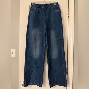 Amazon Blue Denim Wide-Leg Jeans